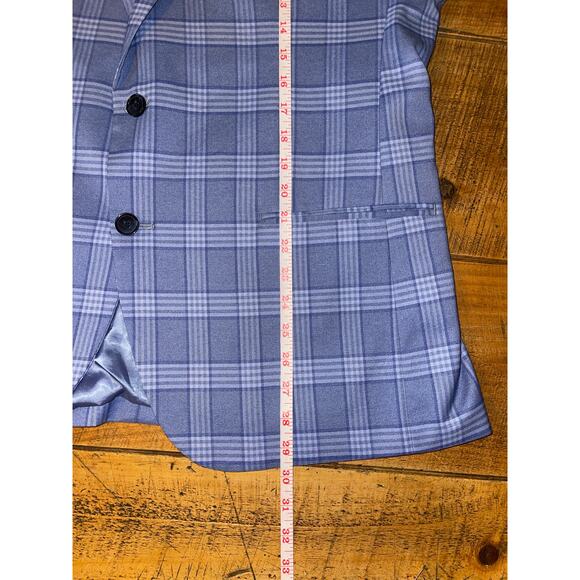 Mens The Savile Row Company Blue Plaid Spring Pockets‎ Buttons Blazer Size 44R - Picture 10 of 16